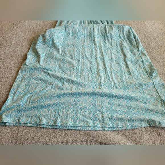 Lands' End Sleeveless Aqua Patterned Maxi Dress Size XS - Picture 2 of 7